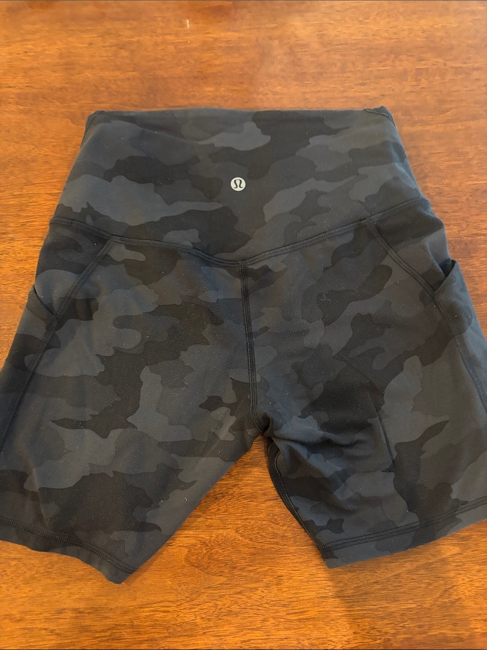 lululemon athletica Black & Dark Gray Camo High-Rise Athletic Shorts